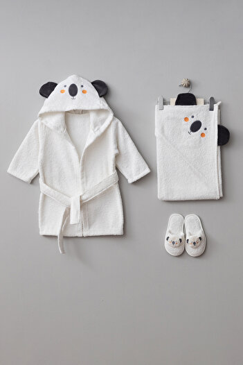 Bebitof Koala Patterned Boxed Baby Bathrobe Set