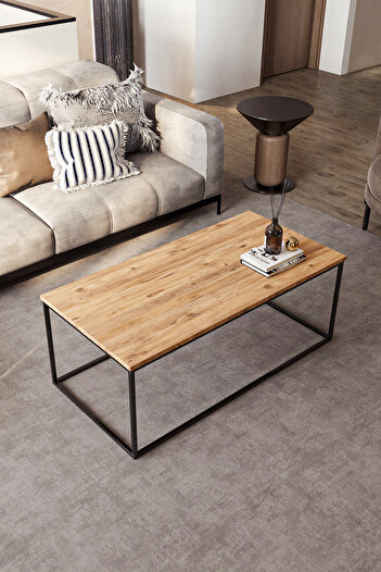 Durusilya Mobilya Metal Ayaklı Orta Sehpa Dekoratif Modern Sehpa 110x55cm