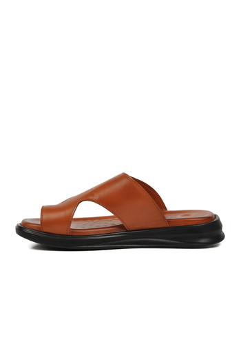 Aspor Tan Genuine Leather Men's Slippers
