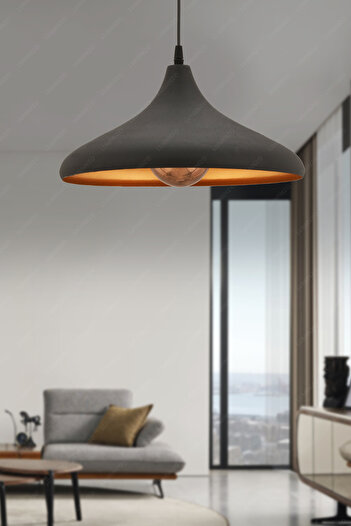 LUMINZO Osten Siyah 36 cm Modern Avize Sarkıt Salon Mutfak Kuaför Cafe Lamba Dekoratif Aydınlatma