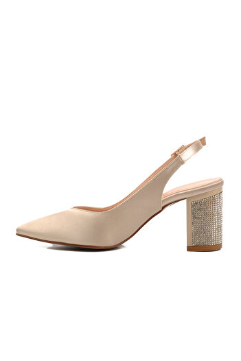 Aspor Gold Yellow Thick Heel Women's Heeled Shoes