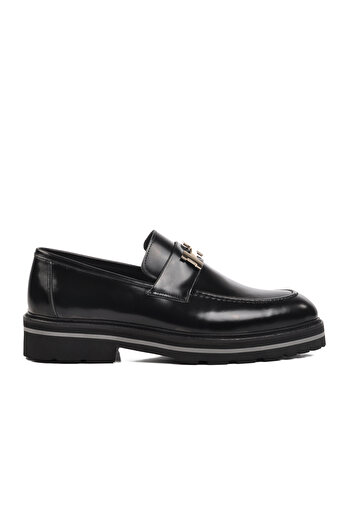 Aspor Black Opening Genuine Leather Men's Loafer Shoes Premium