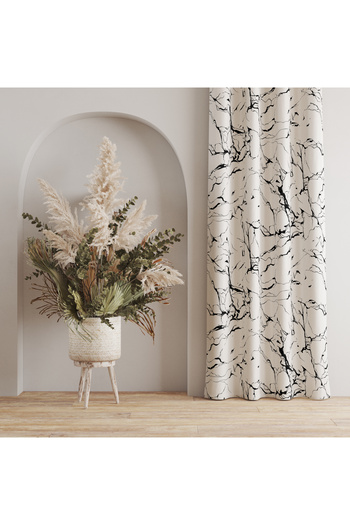 LadiesHome Siyah Mermer Desenli Fon Perde – Modern & Şık Dekorasyon 140x260 CM Tek Kanat