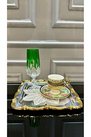 ACAR Porselen 6 Kişilik Çiçekli 90 ml Kahve Fincan Seti