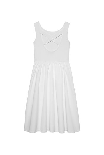 Calvin Klein Baskılı Beyaz Kız Çocuk Orta Elbise IG0IG02908YAF