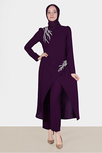 Alvina Stone Detailed Double Trousers Set - 30262
