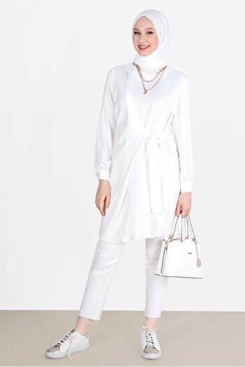 Alvina TIE-DETAIL TUNIC WITH ZIPPER ON THE BACK 42585