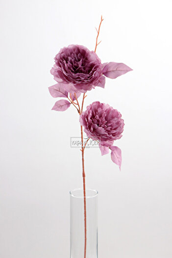 Yapay Çiçek Deposu Artificial 2 Rose Peony Flower Branch 77 cm Dried Rose