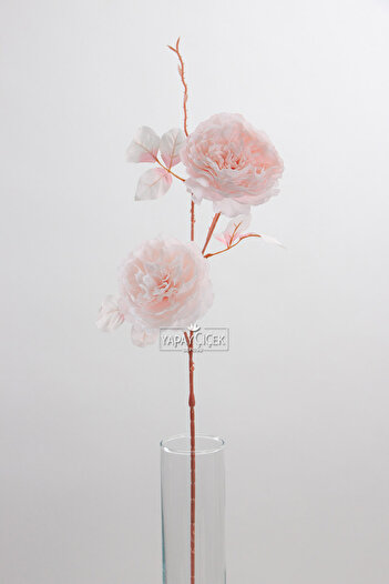 Yapay Çiçek Deposu Artificial 2 Rose Peony Flower Branch 77 cm Sugar Powder