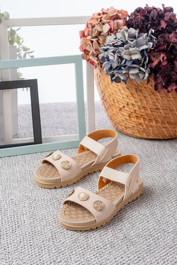 Slipcat Stone Detailed Velcro Women's Sandals