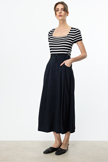 Ekol Elastic Waist Skirt with Side Pockets