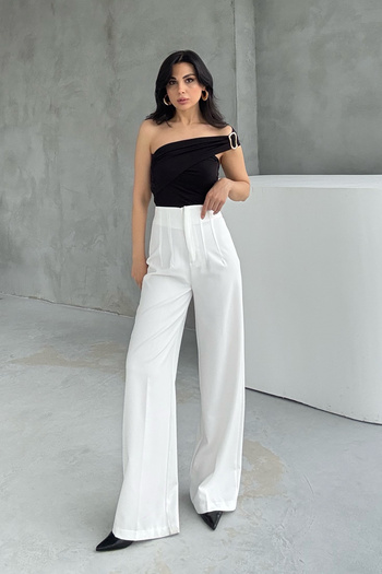 Seda Yalçın Atelier Ecru Pencil Wide Leg Trousers