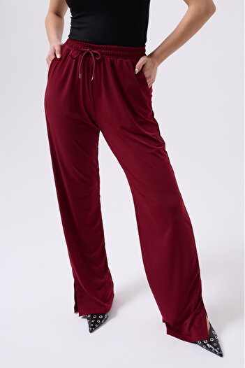 Clu Elina Burgundy Slit Sweatpants