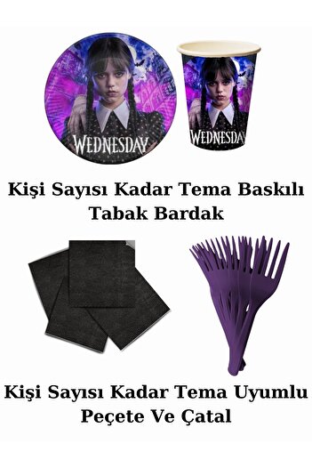 WEDNESDAY Σετ στολιδιών για πάρτι γενεθλίων Addams για 40 άτομα
