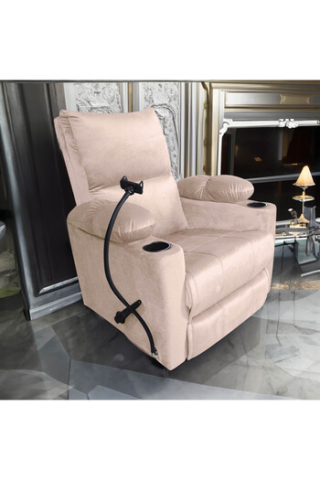 Lazy Vibes Sun Plus | Velvet Rocking Cinematic Recliner Chair with Phone & Cups Holder - Dark Ivory