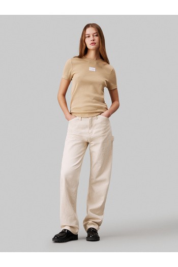 Calvin Klein Women Khaki Short Sleeve T-Shirt