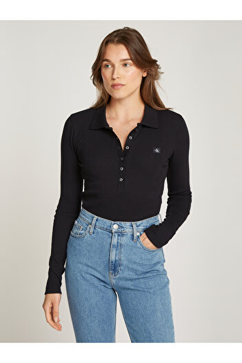 Calvin Klein Calvin Klein Women Black Rib Polo Top Body