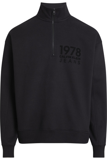 Calvin Klein Men Black 1978 Flock Logo Half Zip Hoodie