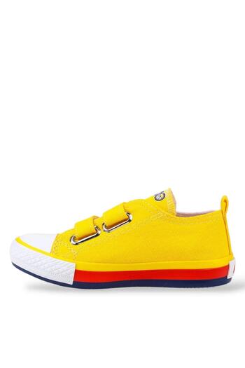Liger Unisex Çocuk Keten Kısa Convers Modeli Cırtlı Sneaker Spor Ayakkabı (26-30) SARI