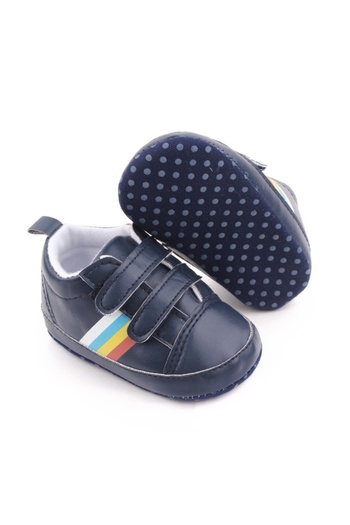 Superbaby Pantofiori sport bebelusi bleumarine cu dungi multicolore