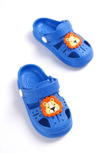 meko aksesuar Blue Kids Animal Figured Non-Slip Sole Sandals Slippers