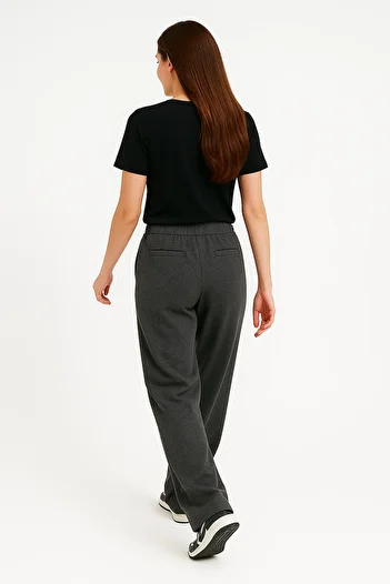 OXVİN Women's Baggy Wide Cut, Back Pocket, Oversize Loose Leg Trousers (Pike Fabric)