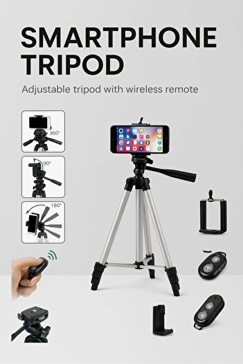 PSGT Profesyonel Bluetooth Kumandalı Fotoğraf Video Çekimi 106 Cm Tripot Telefon Tutucu Dk-3888