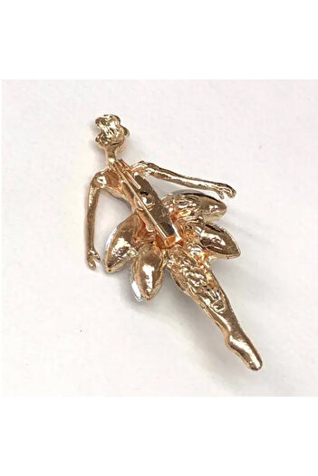PUFO Elegant women's brooch in the shape of a ballerina, Brilliant ballerina, gold