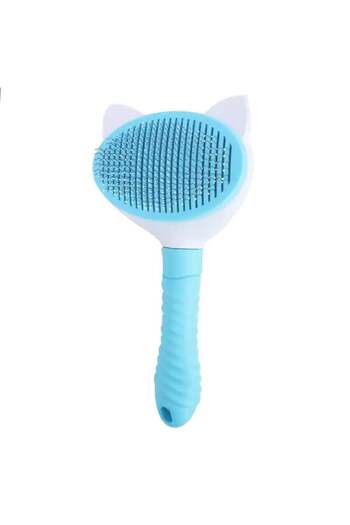 PUFO Practical Pufo brush with handle for grooming dogs and cats, 20 cm, blue