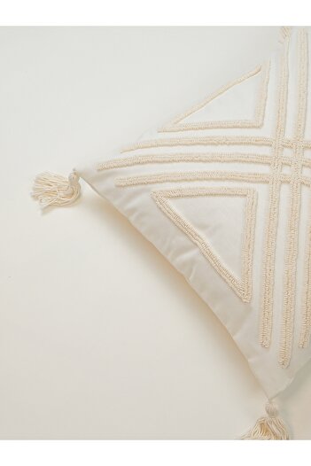 Galia Tasarım Boho Crossroads - Textured Punch Throw Pillow Cover Off-White