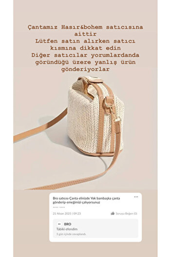 YAĞIZSEVİM Hasır&bohem Kadın Yaz Bohem Rattan Hasır Kağıt Ip Tasarım Omuz Ve El Çantası