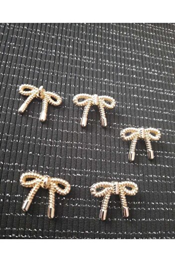 beyna aksesuar Bow Metal Button 2.5 cm Gold Plated 1 Package 5 Pieces