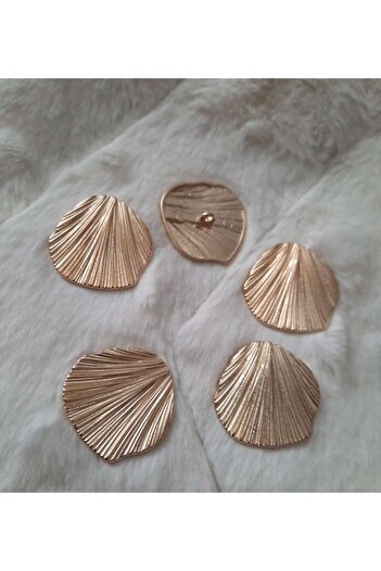 beyna aksesuar Leaf Metal Button 3 cm Gold Plated 1 Package 5 Pieces