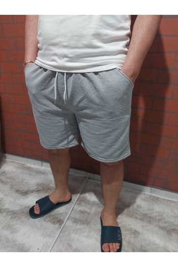 SURMARİ Rain Pattern Comfortable Fit Gray Shorts