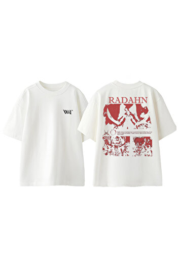 THEWERT Μπλουζάκι Radahn Consorte Design Back Printed Βαμβακερό λευκό oversize μπλουζάκι