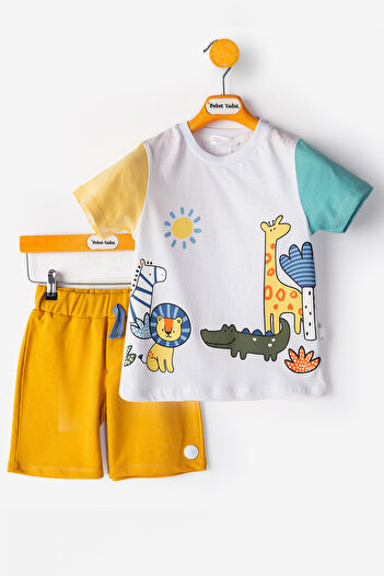 Ofislot Boy's Summer Suit Baby Boy's Double Suit Baby Boy's Shorts Suit Baby Boy's Bottom Suit