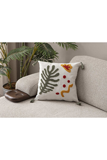 SWITA Comfort Series Punch Embroidered Linen Throw Pillow Cover 43X43 cm
