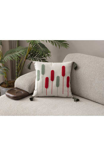 SWITA Comfort Series Punch Embroidered Linen Throw Pillow Cover 43X43 cm