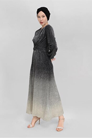 Alvina Foil Printed Belly Dress 40830