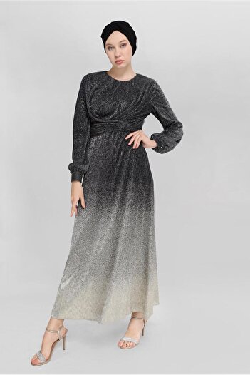 Alvina Foil Printed Belly Dress 40830