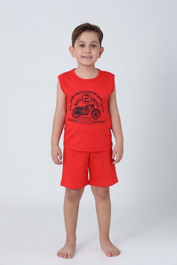 GRI MOR TEKSTIL Boy's Cotton Zero Sleeve Shorts Suit