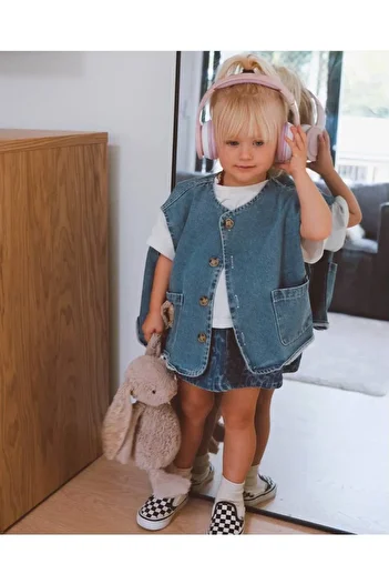 Karan Kids Unisex Denim Fabric Jeans Vest with Pocket Detail