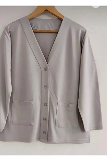 BAGİSTA BUTİK Short Combed Cotton Mother's Jacket Special for Mother's Day