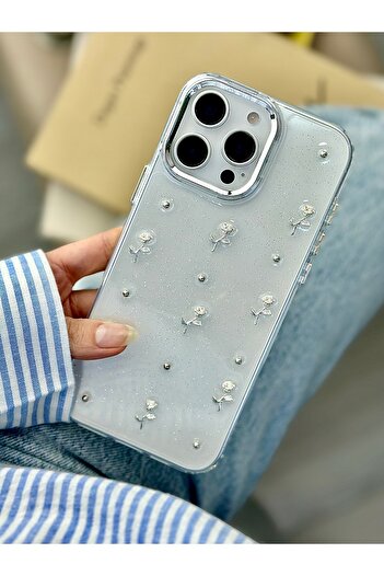 Go Aksesuar iPhone 16 Promax Compatible 3D Mini Rose Design Toy Epoxy Silicone Case