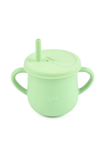 jojobebek Green Drinking Cup - Silicone Straw and Cookie Lid