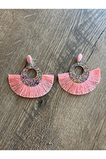 Büyük Hanım Large Tassel Colorful Beaded Style Women's Earrings