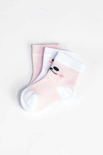 Aziz Bebe 3-Piece Socks Girl Teddy Bear Pattern