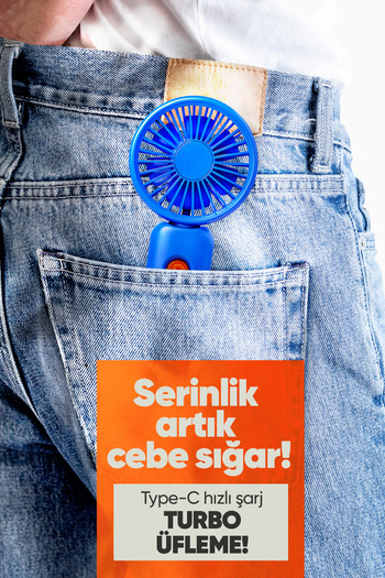 MOEN Taşınılabilir Şarjlı El Fanı - Turbo Üfleme Teknolojisi, 3 Kademe Hız Ayarı, Yüksek Dayanıklılık