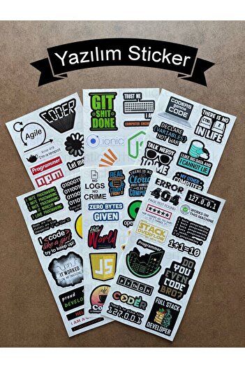 hdsticker 64 Adet Yazılım & Yazılımcı Software Developer Laptop Notebook Tablet Etiket Sticker Set P60