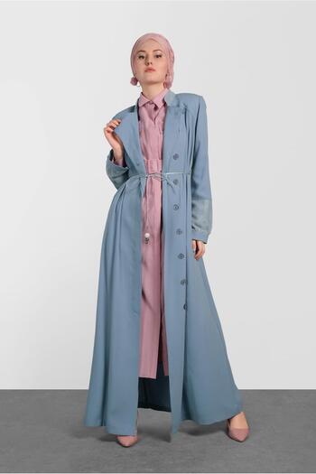 Alvina 1438 Model Hidden Buttoned Top Coat